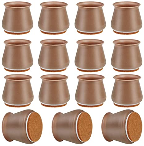 32 Pack Silicone Chair Leg Protectors, Brown Silicone Chair Leg Covers, Chair Leg Caps for Hardwood Floors, Prevent Scratches and Noise