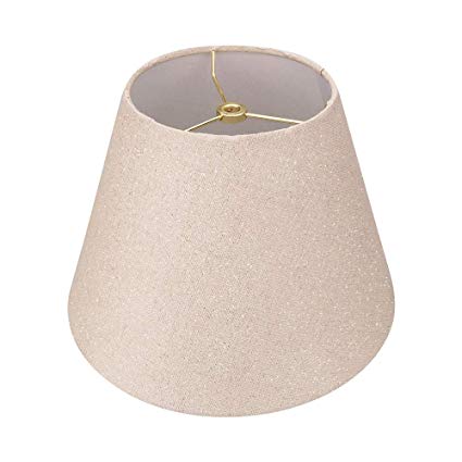 Small Lamp Shade,Alucset Barrel Fabric Lampshade for Table Lamp and Floor Light,6x10x7.5",Natural Linen Hand Crafted,Spider (Brown Fabric and Silver Wire)
