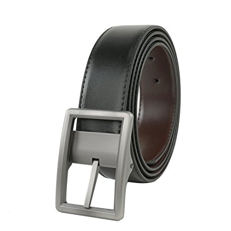 Beltox Fine Men's Dress Belt Leather Reversible 1.25" Wide Rotated Buckle Gift Box