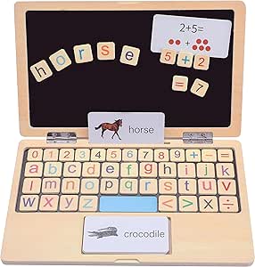 BEKILOLE Toddler Toys My First Laptop, Magnetic and Drawing Board Toy for Boys and Girls, Creative Play Montessori toys, and Learning and Educational Toys for 3 4 5 6 7 8 Year Old Kids