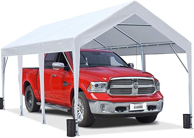 10 x 20 ft Upgraded Heavy Duty Carport Portable Car Canopy Garage Tent Boat Shelter with Reinforced Triangular Beams and 4 Weight Bags