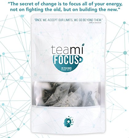 Teami Focus - All Natural Herbal Brain & Energy Booster Tea - Best for Mental Alertness, Clarity, and Focus - 20 Tea Bags