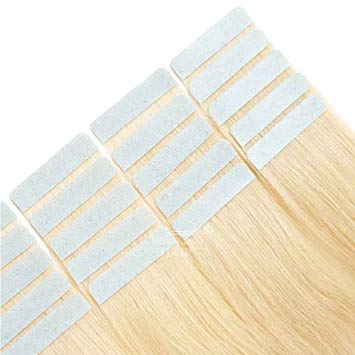 SHOWJARLLY 10A Best Invisible Remy Tape in Real Hair Extensions Light Blonde 613, Thick Single Sided Tape in Skin Weft Virgin Human Hair Extensions 20 Pieces 40g (18inch,#613)