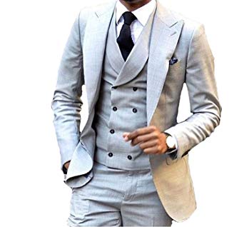 YSMO Men's Slim Fit Suits Vest Business Tuxedo Three-Piece Jacket Pants Vest Set