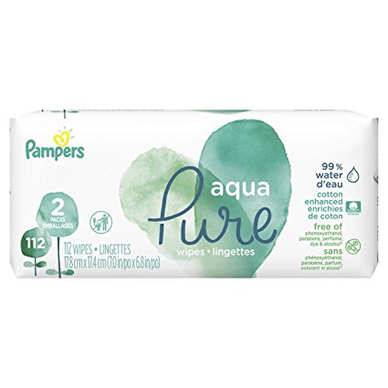 Pampers Aqua Pure 2X Pop-Top Sensitive Water Baby Wipes, 112 Count