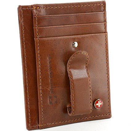 AlpineSwiss RFID Blocking Mens Money Clip Leather Minimalist Front Pocket Wallet