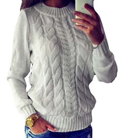 Locryz Women O Neck Long Sleeve Loose Knitted Sweater Jumper Pullover Tops