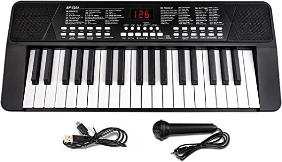 Beginners Piano Keyboard 37 Keys Portable Electronic Keyboard Piano Built-in Rechargeable Battery Kids Piano with Headphone Jack Learning Musical Instruments Gift for Boys Girls
