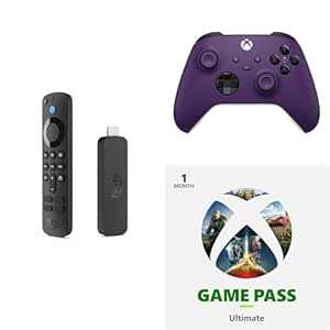 Amazon Fire TV Stick 4K, Astral Purple Core Wireless Controller, and 1 Month Game Pass Ultimate Bundle