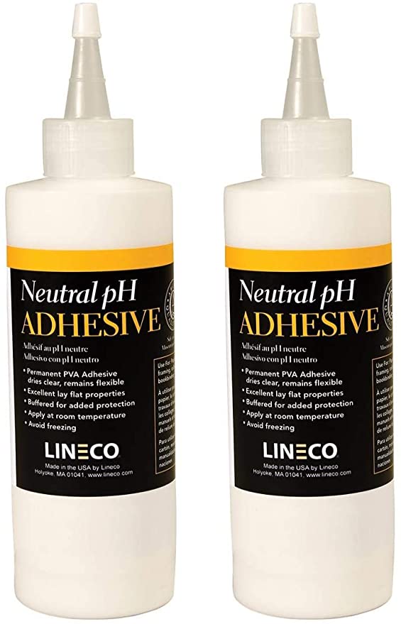 Lineco Neutral pH Adhesive, Acid-Free PVA Formula Water Soluble Dries Clear and Quick Flexible When Dried. 8 Ounces. Ideal for Book Binding and Other Paper Projects. White (.0 2-8 oz)