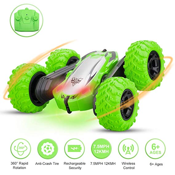 KToyoung RC Car Toys for Kids Adults, Remote Control Car with Double Sided Rotating Vehicles 360°Flips, RC Stunt Cars Toys with Dual-Color Headlights for Boys Girls Birthday Xmas Gifts