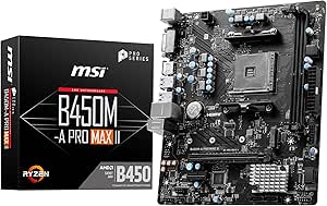 MSI B450M-A Pro Max II Carte mère, Micro-ATX - pour Les processeurs AMD Ryzen séries 5000, 4000, 3000, 2000, 1000, AM4 - DDR4 Memory Boost 4133 MHz/OC, Slot PCIe 3.0 x16, Slot M.2 Gen3, 2.5G LAN