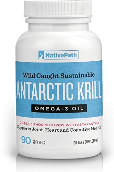 NativePath Antarctic Krill Oil- Rich With Omega 3, Vitamins A, E, B9, B12, Including Choline, Phospholipids and Astaxanthin, Benefits the Immune System, Mood, and Memory (90 softgels per bottle)