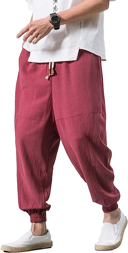 PRIJOUHE Men's Joggers, Sweatpants, Low Crotch Sweats Slim Fit Trousers Harem Hip Hop Pants