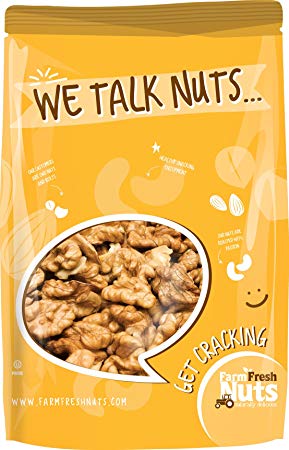 WALNUTS - SHELLED CALIFORNIA - Dry Roasted Salted With HIMALAYAN SALT - Great Source of Omega 3 - Super Crunchy - (1 LB) - Farm Fresh Nuts Brand.