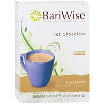 BariWise High Protein Hot Cocoa - Instant Low-Carb, Low Calorie Hot Chocolate Mix with 15g Protein - Amaretto (7 Count)