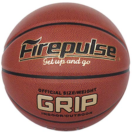 FIREPULSE Grip Basketball/Official Size 7(29.5'')/Indoor&Outdoor Composite Leather Game Basketballs with Free Air Pump,Needles,Basketball Carry Bag