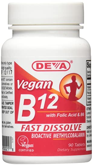 Deva Vegan Vitamins Sublingual B12 1000 mcg Tablets, 90 Count
