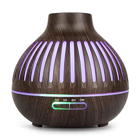 Essential Oil Air Mist Diffuser - 500ML Quiet Aroma Essential Oil Diffuser with Adjustable Cool Mist Humidifier Mode Waterless Auto-off 7 Color LED Lights Changing for Office Home Bedroom Living Room