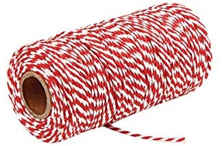 Natural Cotton Bakers Twine Red & White 100M (328 Feet), Packing String, Durable Rope for Gardening, Decoration, DIY Crafts & Thanksgiving Christmas Gift Wrapping, for Art and Craft