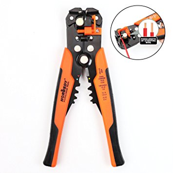 HORUSDY Wire Stripping Tool, with Self-adjusting Jaws, 8" Automatic Wire Stripper/ Cutting Pliers Tool for Industry 10-24 AWG Stranded Wire Cutting
