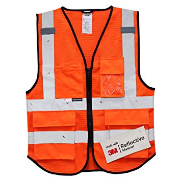 Salzmann 3M Multi Pocket Safety Vest, Highly Breathable Mesh Vest Meets ANSI/ISEA107 S/M