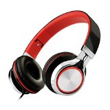 ECOOPRO Lightweight Portable Adjustable Over Ear Stereo Earphone Headphones Headset for PC MP3 MP4 Tablet Most Smart Phone BlackRed