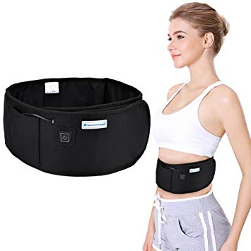 Heating Waist Belt, Relief Dysmenorrhea Abdominal Pain Back Warmer Lumbar Vibration Wrap Weight Loss Belly Fat Burner Lower for Men and Women (Black)