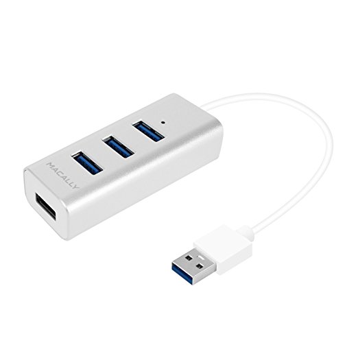 Macally Aluminum 4-Port USB 3.0 Hub with SuperSpeed USB 3.0 Ports and Backwards Compatible with USB 2.0 for Apple Macbook Pro / Air, Mac OS X, Microsoft Surface, ChromeBook, Mac OS X & Windows PC (U3HUBA)