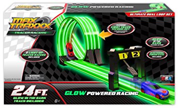 Max Traxxx Award Winning Gravity Drive Tracer Racers Ultimate Dual Loop Set with 2 Vehicles