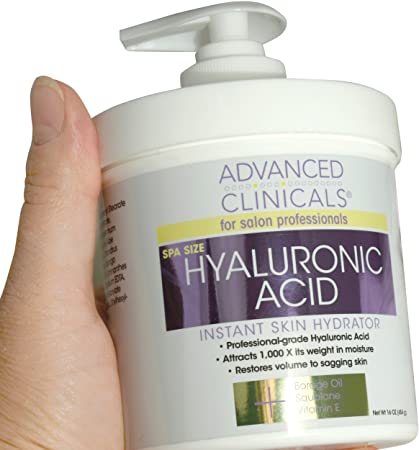 Advanced Clinicals Anti-aging Hyaluronic Acid Cream for face, body, hands. Instant hydration for skin, spa size. (16oz)