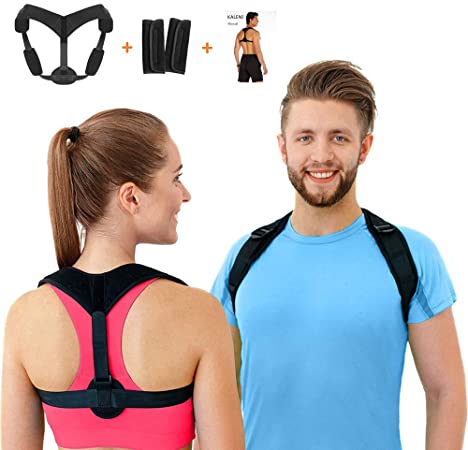 Posture Corrector for Women and Men, Adjustable and Breathable Upper Back Straightener Support for Spinal Alignment & Posture Support, Effectively Relieves Neck, Back and Should, with 2 Pads