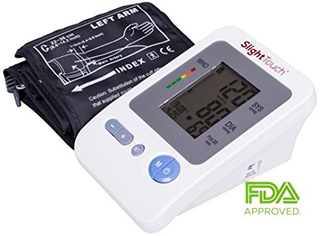 Slight Touch FDA Approved Fully Automatic Upper Arm Blood Pressure Monitor ST-401, Batteries and Case Included RECERTIFIED