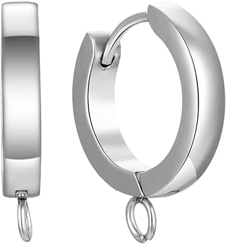10pcs Adabele 304 Grade Surgical Stainless Steel Hypoallergenic 16mm Round Huggie Hoop Earring Hooks Earwire with Open Loop for Earrings Making SJF17