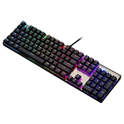 Mechanical Keyboard, Motospeed CK104 Metal Blue Switches High-Speed Ergonomics RGB LED Light Professional Wired Gaming Keyboard