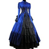 Partiss Women Bowknot Stand Collar Gothic Victorian Dress Costumes