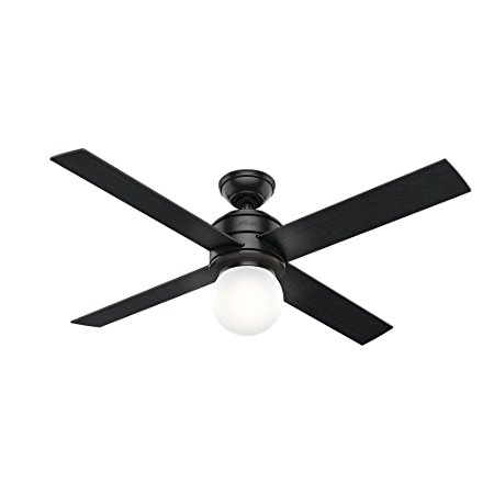 Hunter Fan Company 59321 Hepburn Ceiling Fan Hunter Light with Wall Control, 52", Matte Black