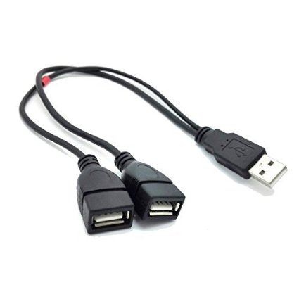 HENGSHENG USB 2.0 A Male Plug to 2 Dual USB A Female Y Splitter Hub Adapter Cable
