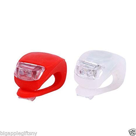 Ultra Bright Waterproof SILICON LED BIKE LIGHT SET 2LED Front  Rear Safety Light