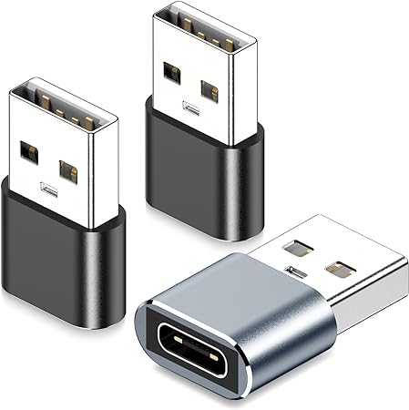 Yoozon USB C Female to USB Male Adapter (3 Pack, Black Grey)
