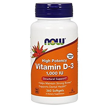 Vitamin D-3 by NOW - 360 softgels, 1000 IU