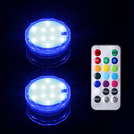 【13 Light Modes】VicTop LED Waterproof Spa Light Submersible Underwater Accent Light Hot Tub Accessories with Multi Color Remote Control for Bath, Hot Tub, Pond, Aquarium, Fountain, Vase Base, Wedding, Christmas, Party(2 Packs)
