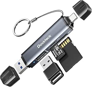 Dockteck SD Card Reader, 5G Super Speed USB3.0 SD/TF Card Reader, 3-Slot USB A/C to SD/Micro SD/USB A Memory Card Reader for UHS-I SD/Micro SD/SDHC/SDXC/MMC, Support OTG for Plug&Play