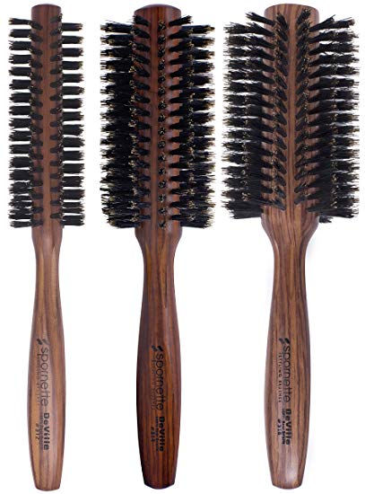 Spornette DeVille Boar Bristle Round Brush Set - Professional Round Hair Brushes Includes 1.5 inch Round Brush #312, 2 inch Round Brush #314, 2.5 inch Round Brush #316 - For Women, Men, Kids