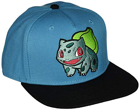 bioWorld Pokemon Bulbasaur Embroidered Snapback Cap Hat, Blue