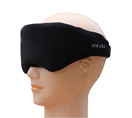 Mmuss Wired Velvet Eye Patch Music Eye Wear with Memory Foam Sleeping Eye Mask with Embedded Mini Speakers Sleeping Headphones Noise Cancelling (Black)