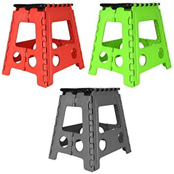 One Step Folding Plastic Stool | Portable Fold Up Footstool for Kitchen, Bathroom, Toilet, Caravan | for Children, Kids, Adult | Collapsible, Non Slip