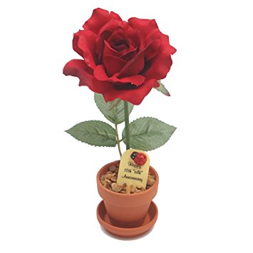 12th Wedding Anniversary Gift Potted Artificial Rose