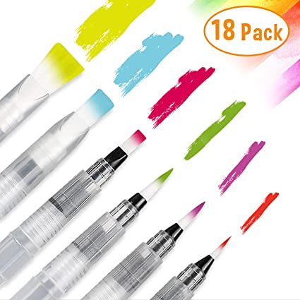 UPINS 18 Piece Water Color Brush Pen Set，Watercolor Paint Pens for Painting Markers