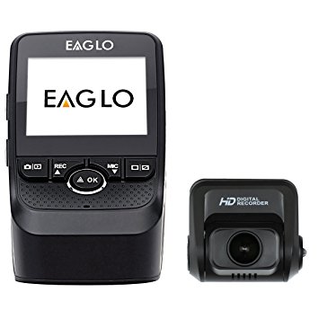 Eaglo E10 Full HD Front and Rear Car Dash Cam 1080p 170° Ultra Wide Angle Dual Channel Dashboard Camera Recorder with Super Capacitor Built-in G-Sensor, WDR, Loop Recording
